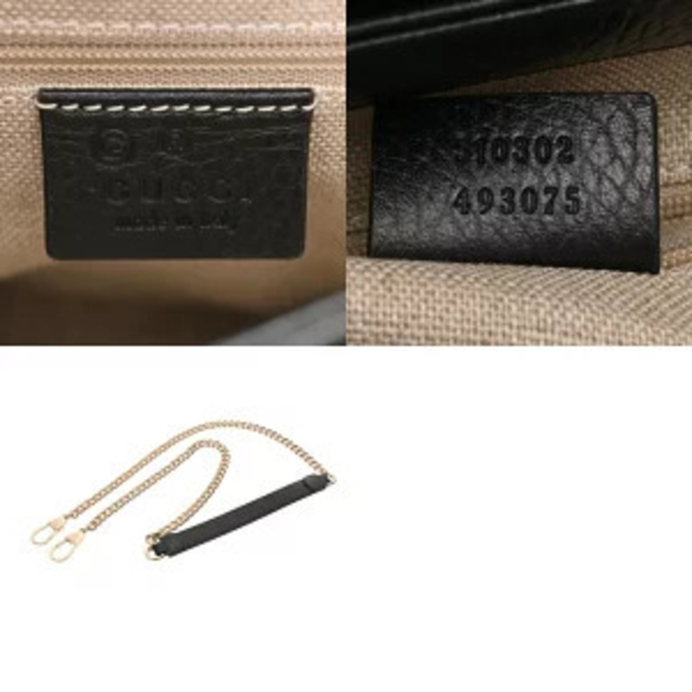 Gucci Interlocking GG Chain Shoulder Bag Black Leather Handbag - Picture 9 of 9